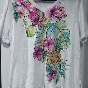 Chico's Pink sequin Graphic Relaxed T-Shirt